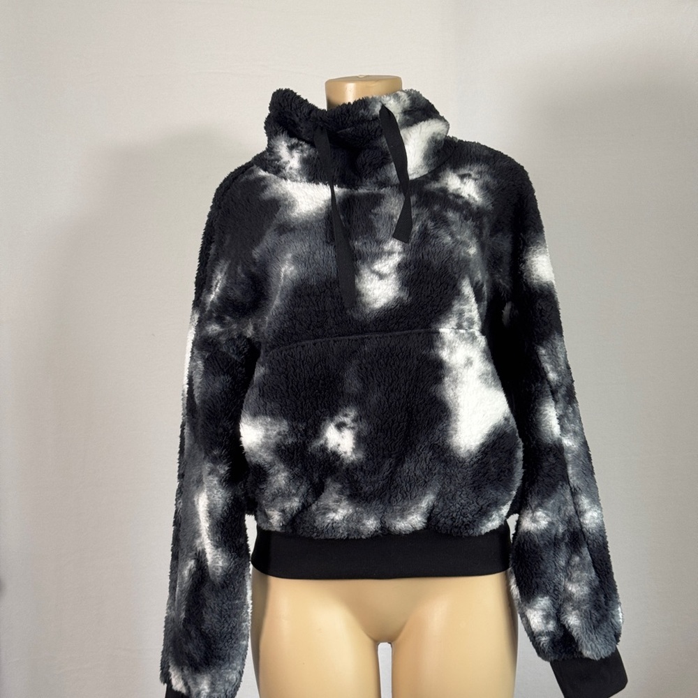 IC COLLECTION Black and White Fleece Hoodie